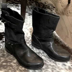 Rag & Bone Black Leather Moto Boots Size 38